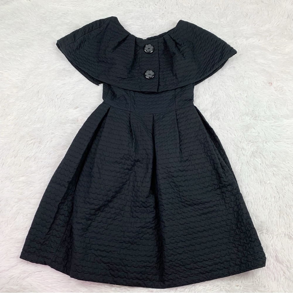 Behnaz Sarafpour textured cape dress fit and flare in black cocktail dress
